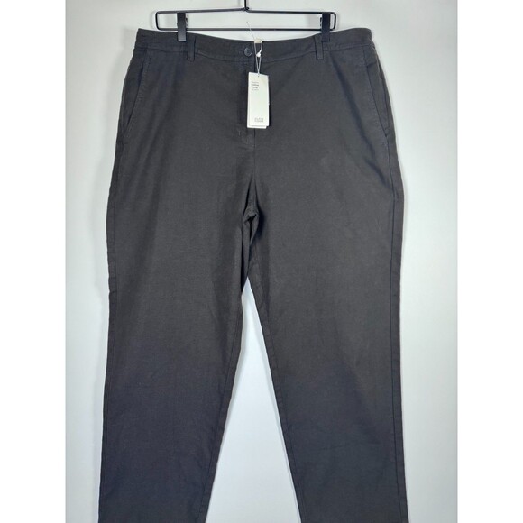 Eileen Fisher Ankle Pants Women 16 Black Organic Cotton Hemp Stretch Sustainable - Picture 2 of 15